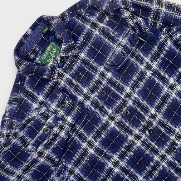 Woolrich Shirt Jacket Mens Medium Flannel Blue Plaid Heavy Shacket Outdoors - Picture 7 of 14